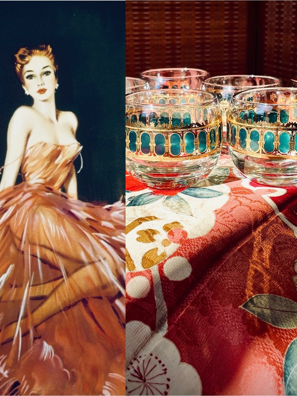♥️ 6 Vintage Culver Tumbler Set with Teal and Gold Accent